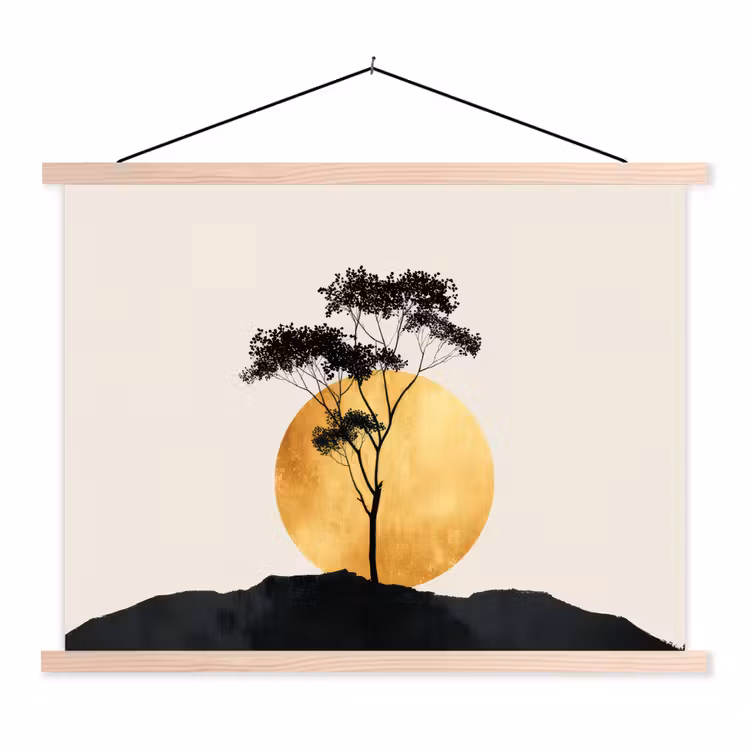 Schoolplaat - Zwarte boom - Gouden cirkel - Heuvel — 1
