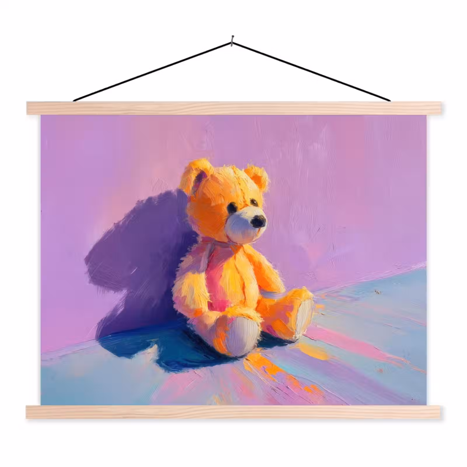 Schoolplaat - Teddybeer - Schaduw - Penseelstreken - Paars — 1