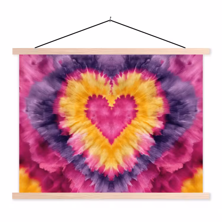 Schoolplaat - Tie dye - Hartvorm - Vlammen - Oranje — 1