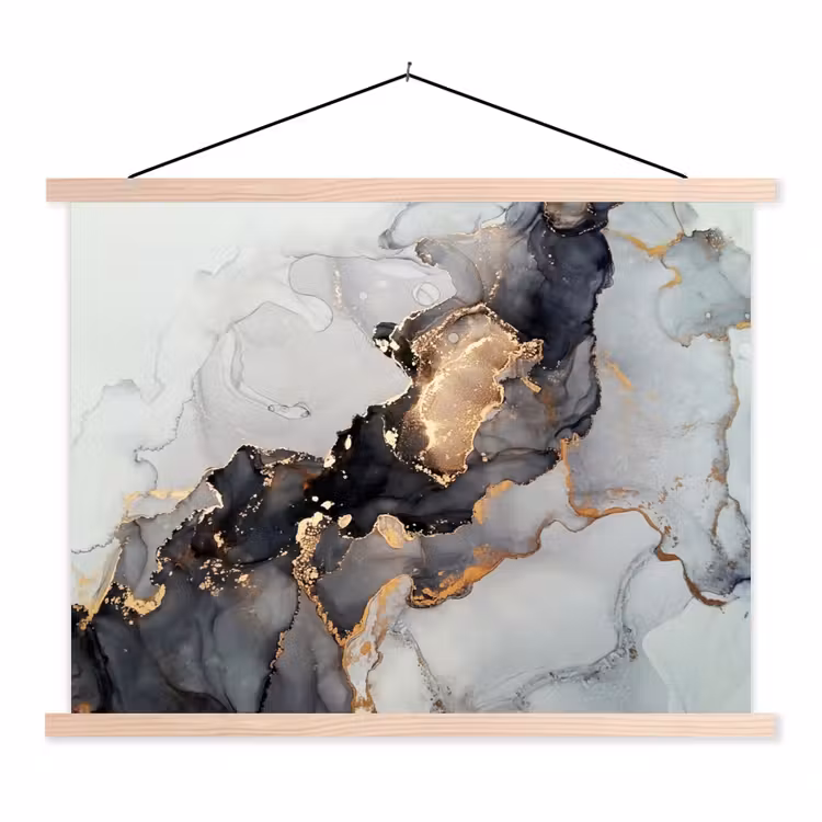 Schoolplaat - Zwart - Marmer - Luxe - Goud — 1