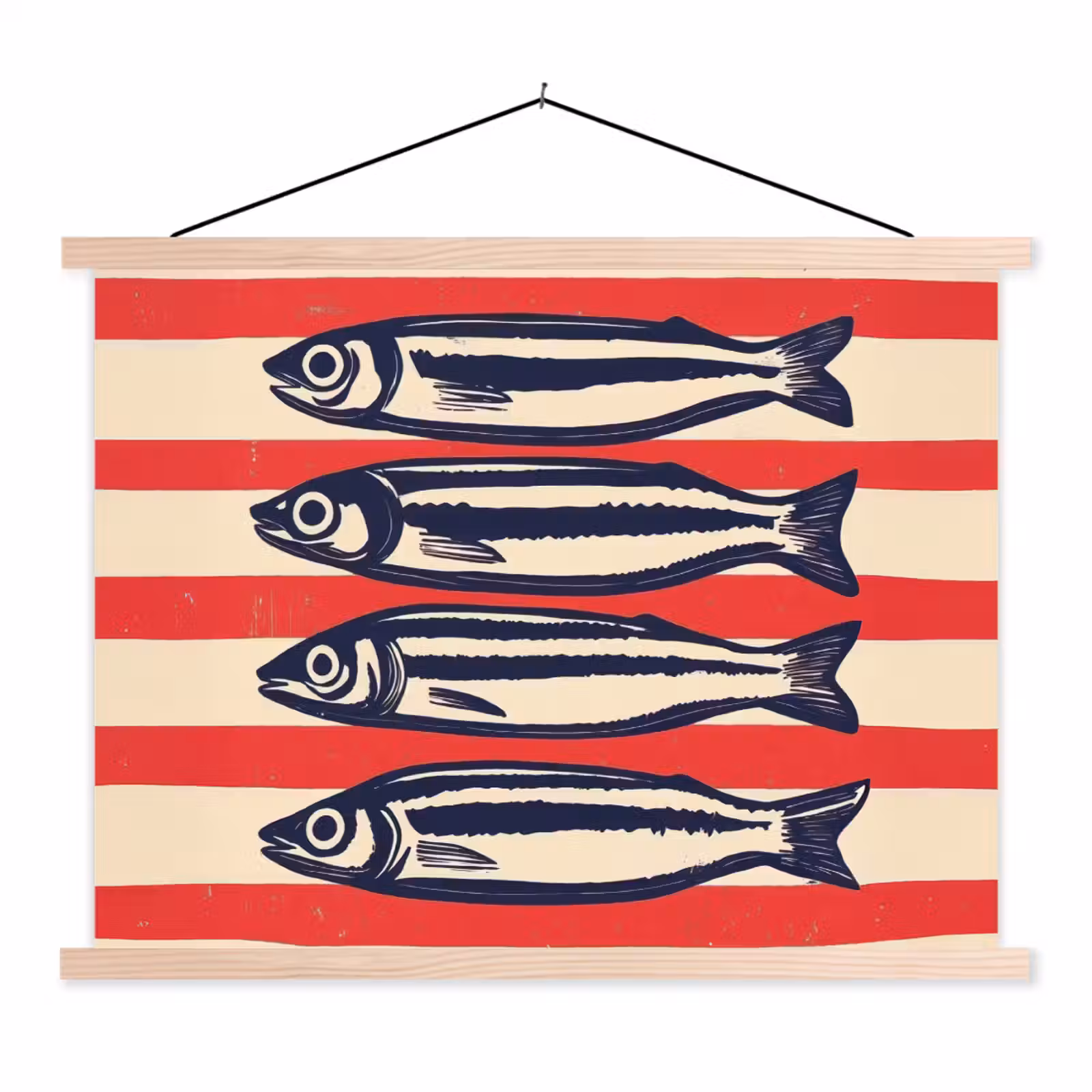 Schoolplaat - Sardines - Rood en beige strepen — 1