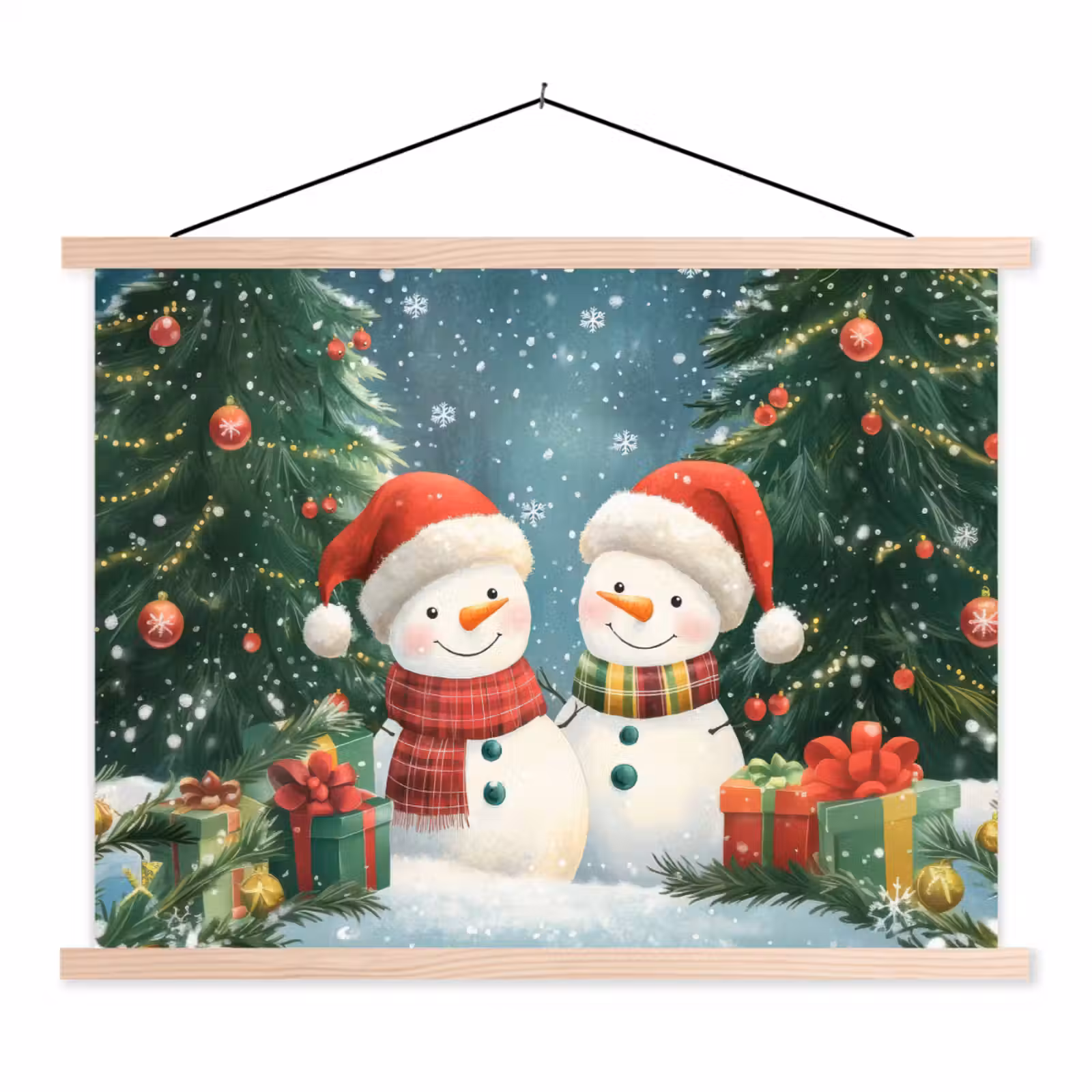 Schoolplaat - Sneeuwpop - Kerstsneeuw - Groen - Rood — 1