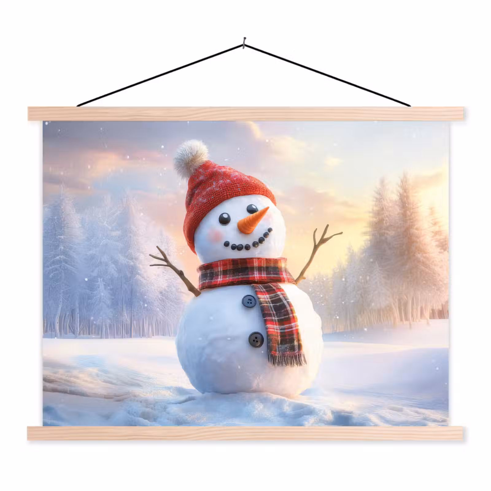 Schoolplaat - Sneeuwpop - Zonsondergang - Wit — 1