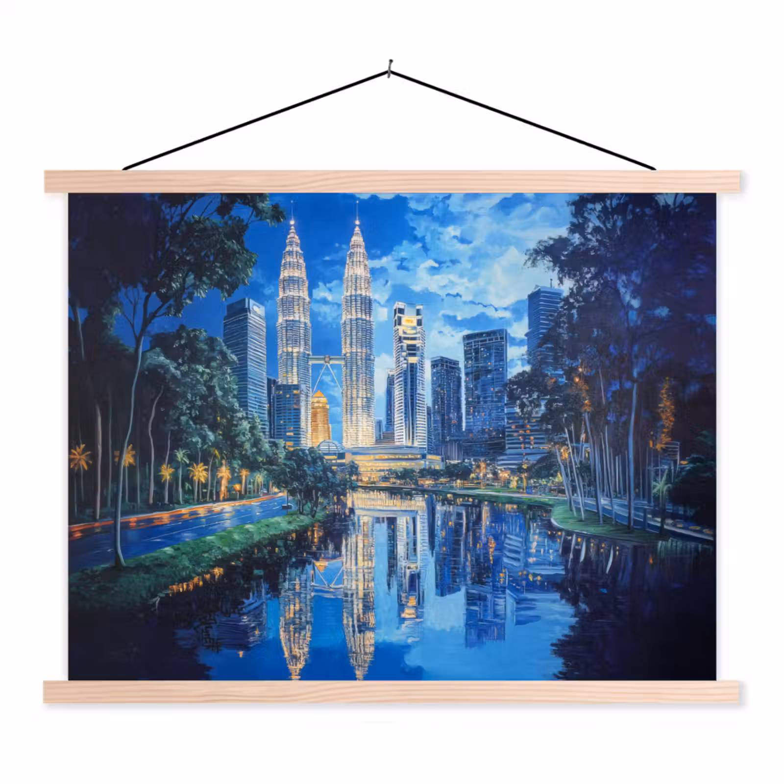 Schoolplaat - Stad Kuala Lumpur - Skyline - Wolkenkrabbers - Water — 1