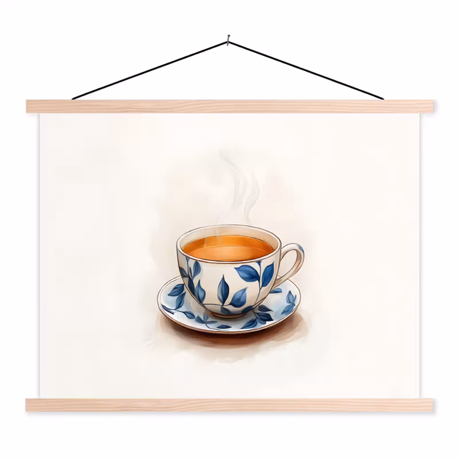 Schoolplaat - Theekop - Bladeren - Blauw — 1