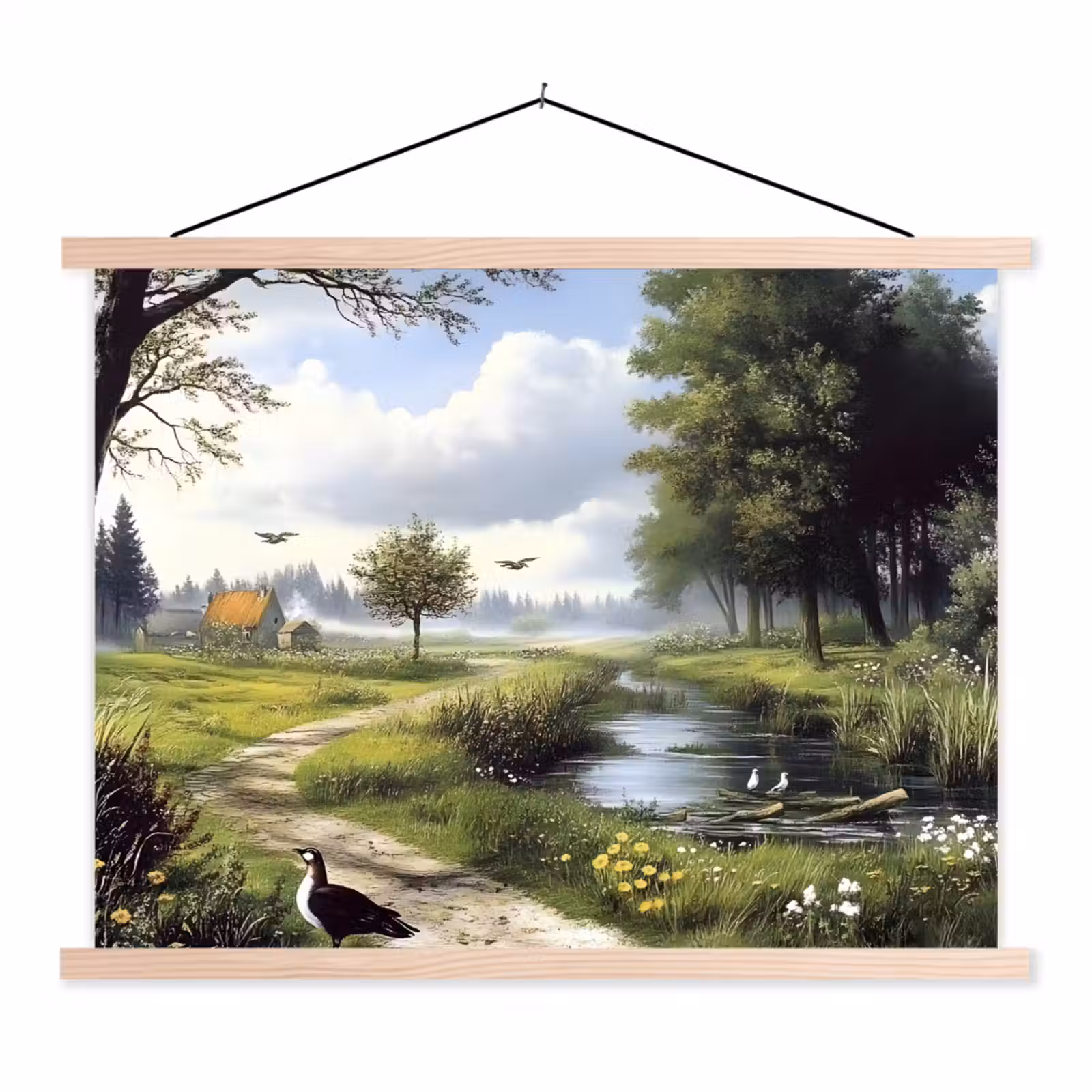 Schoolplaat - Zandpad - Groen landschap - Water — 1