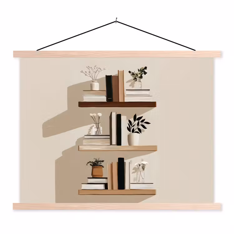 Schoolplaat - Plankjes - Boeken - Vaasjes - Planten — 1