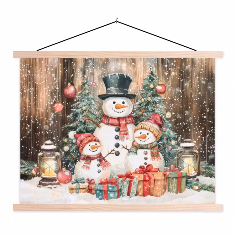 Schoolplaat - Sneeuwpop - Familie - Kleurrijk — 1