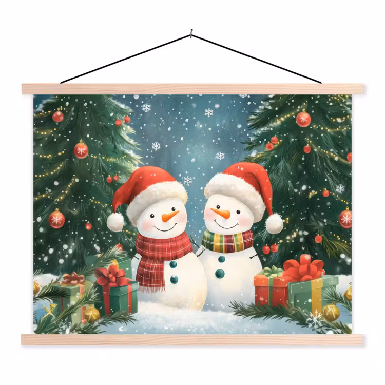 Schoolplaat - Sneeuwpop - Kerstsneeuw - Groen - Rood — 1