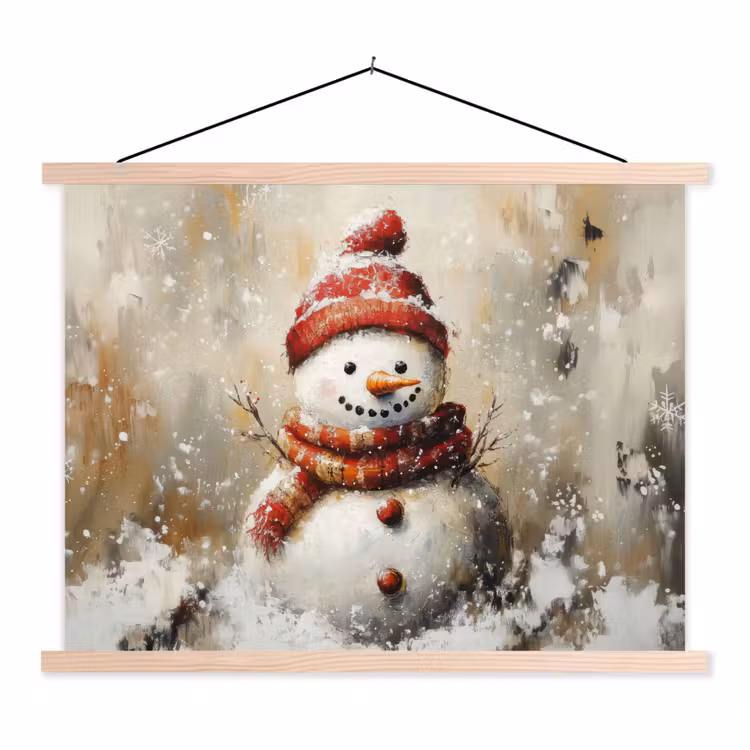 Schoolplaat - Sneeuwpop - Winter - Sneeuw - Beige — 1