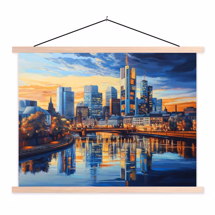 Schoolplaat - Zonsondergang Frankfurt - Stad - Skyline - Water — 1