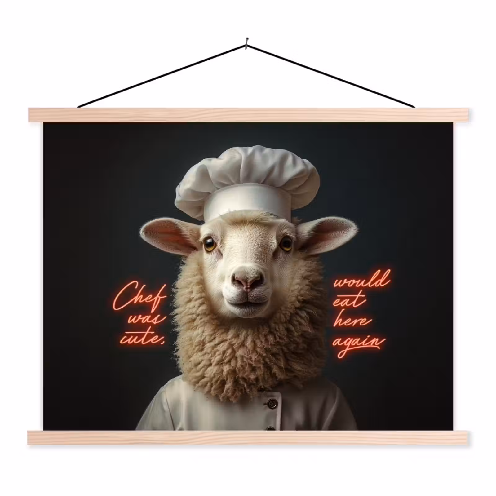 Schoolplaat - Schaap - Kokskleding - Neon - Quote — 1