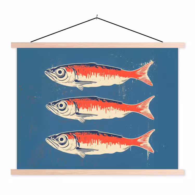 Schoolplaat - Vissen - Rood - Blauw — 1
