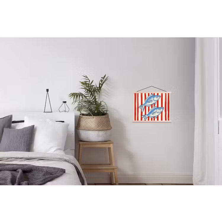 Schoolplaat - Vissen - Verticale strepen - Blauw - Rood — 2