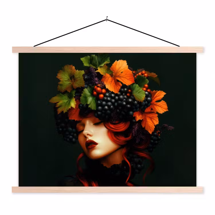 Schoolplaat - Vrouw - Rood - Groen - Druiven — 1
