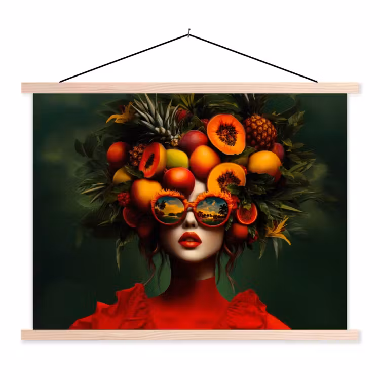 Schoolplaat - Vrouw - Vruchten - Papaja - Ananas — 1