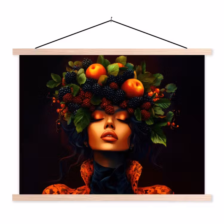 Schoolplaat - Vrouw - Zwart - Bessen - Bramen - Appels — 1