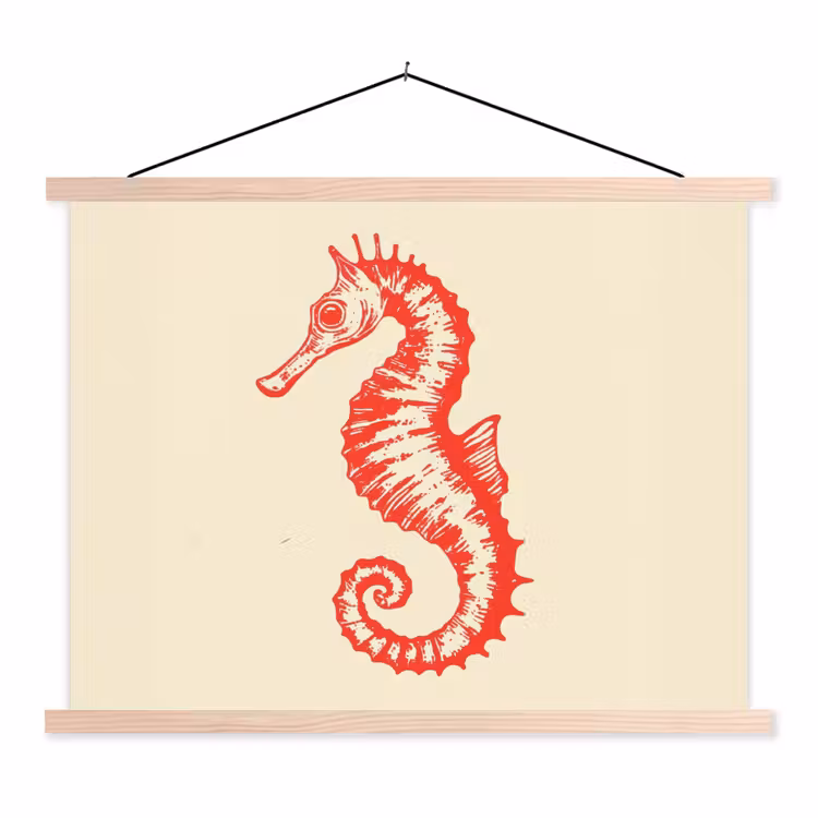 Schoolplaat - Zeepaardje - Rood - Fijne details — 1