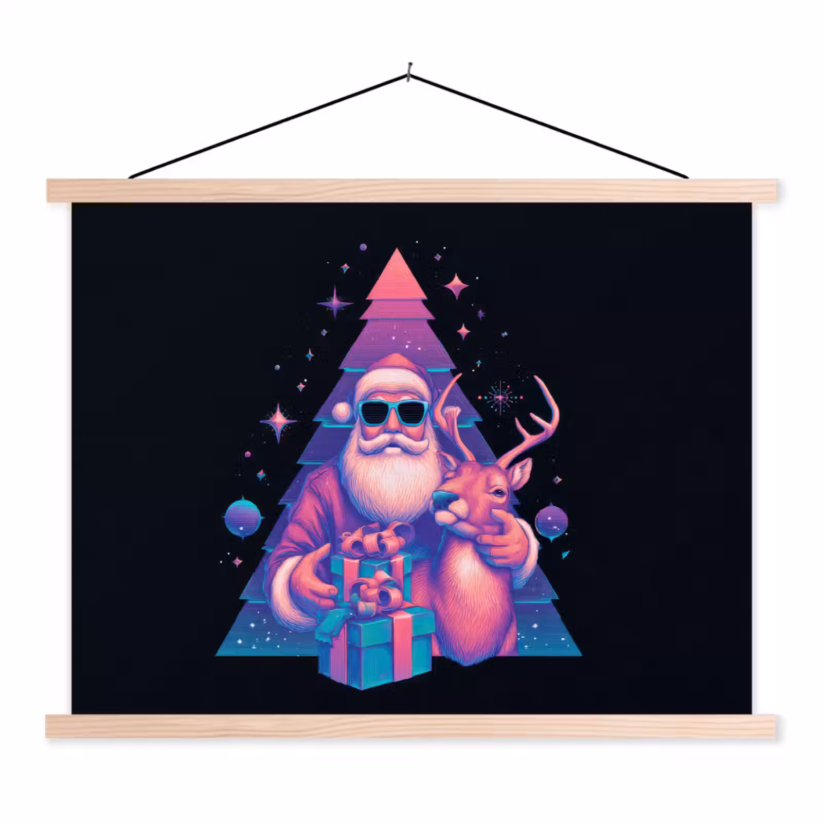 Schoolplaat - Retro - Kerstman - Rendieren - Kerstboom — 1