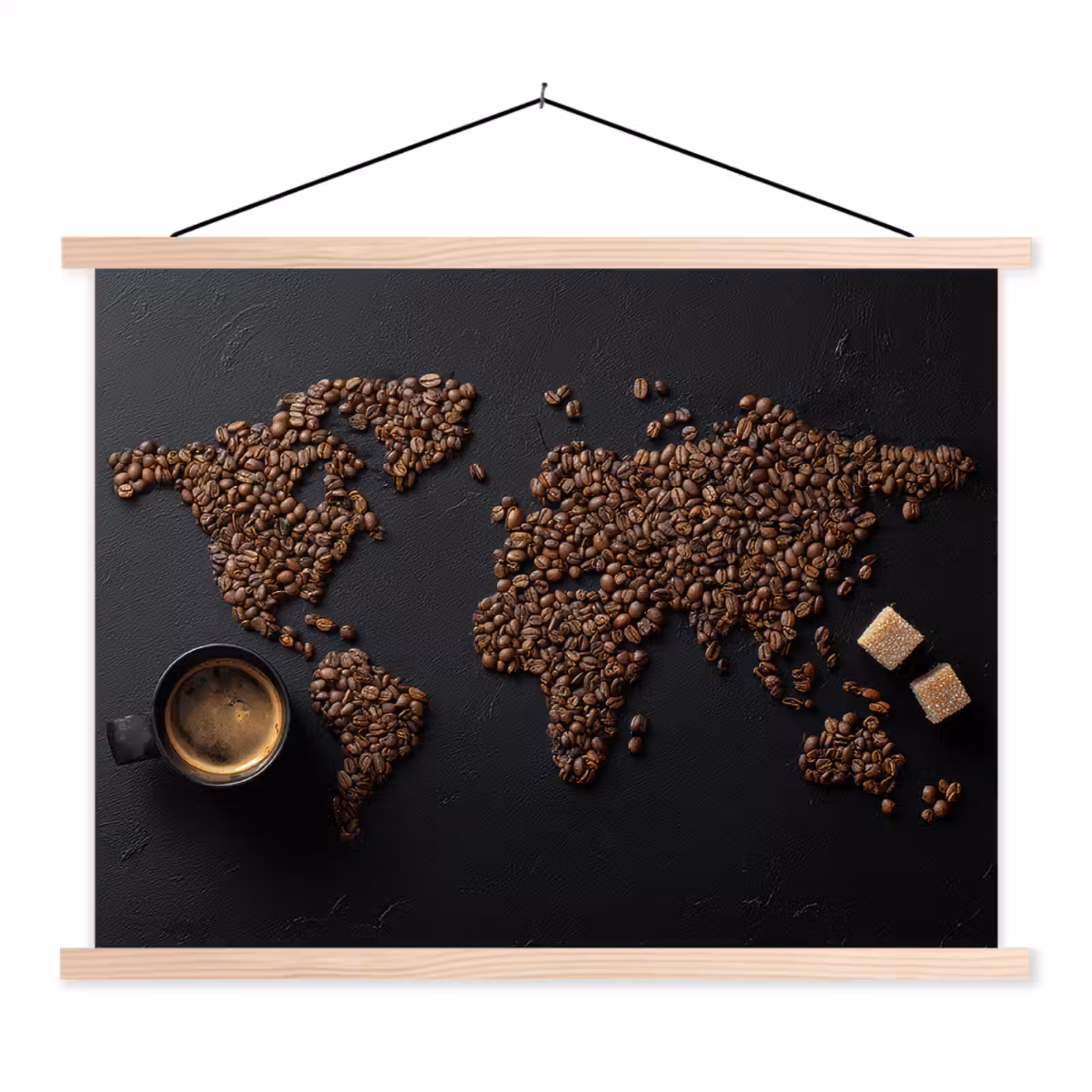 Schoolplaat - Wereldkaart - Espresso - Zwart — 1