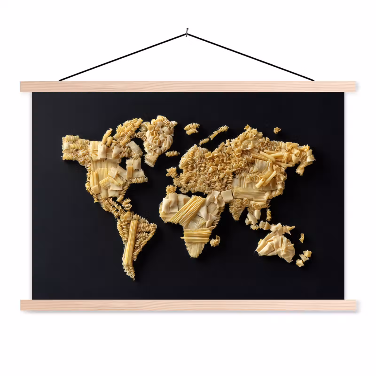 Schoolplaat - Wereldkaart - Pasta - Zwart — 1