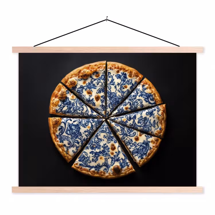 Schoolplaat - Pizza - Eten - Delftsblauw — 1