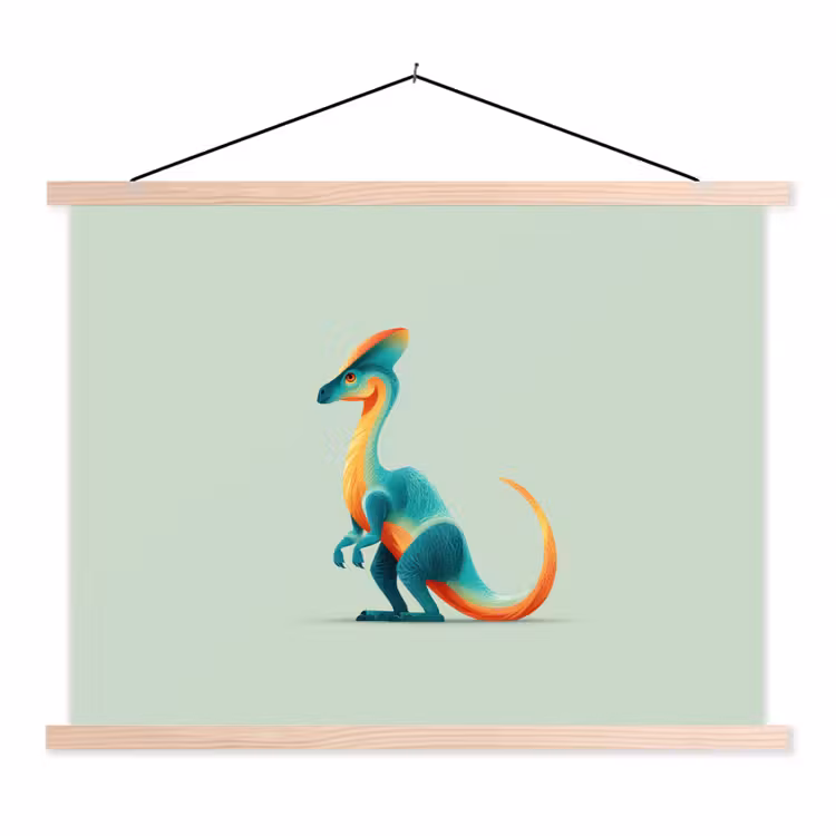 Schoolplaat - Staart - Dino - Minimalistisch - Blauw — 1
