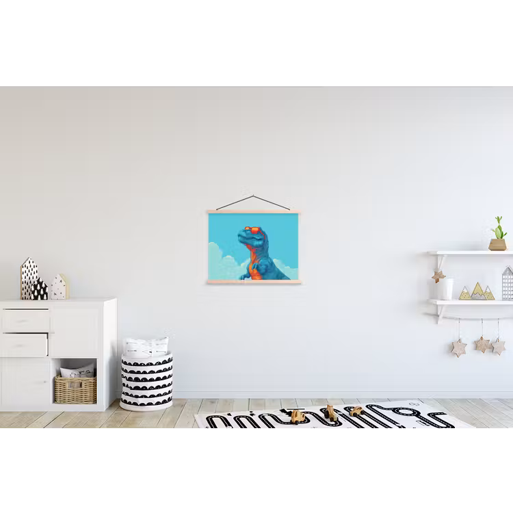 Schoolplaat - T-Rex - Blauw - Wolken - Zonnebril — 3