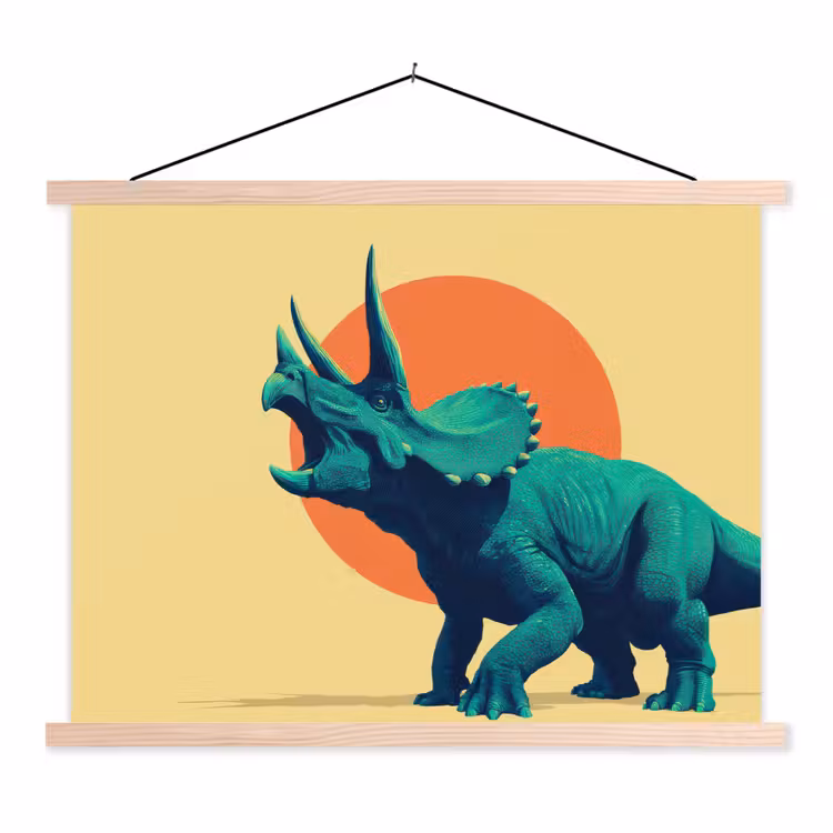 Schoolplaat - Triceratops - Cirkel - Oranje - Hoorns — 1