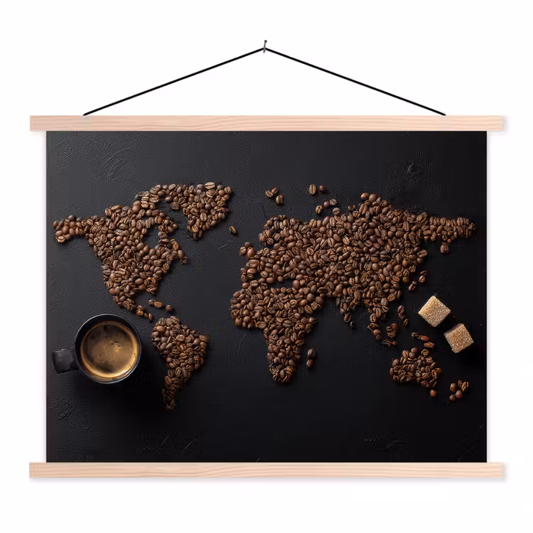 Schoolplaat - Wereldkaart - Espresso - Zwart — 1