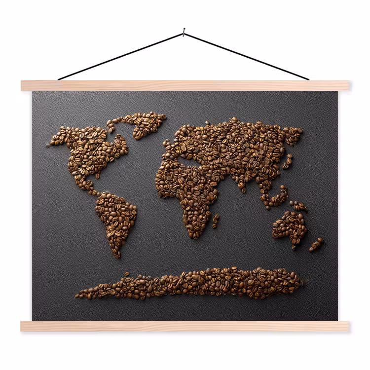 Schoolplaat - Wereldkaart - Koffie - Grijs — 1
