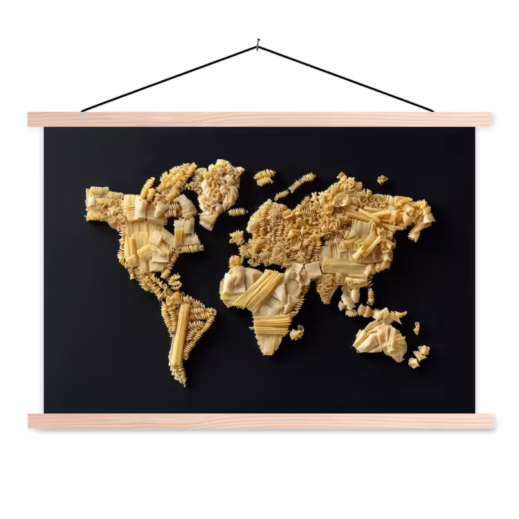 Schoolplaat - Wereldkaart - Pasta - Zwart — 1