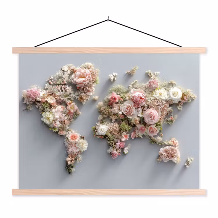 Schoolplaat - Wereldkaart - Rozen - Roze — 1