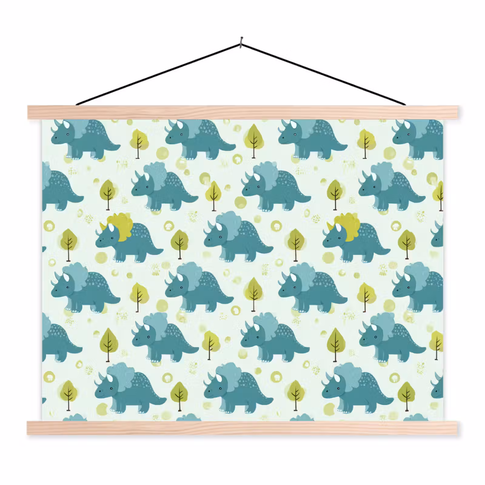 Schoolplaat - Triceratop - Blauw - Stippen - Boompjes — 1