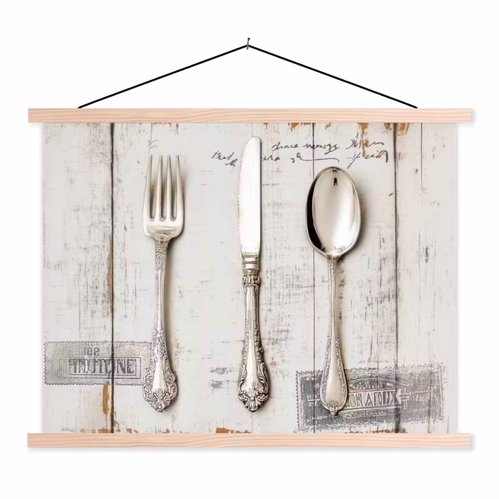 Schoolplaat - Zilver - Bestek - Hout — 1