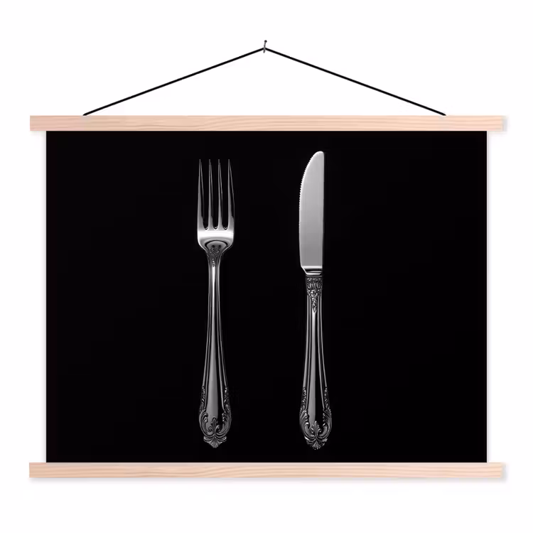Schoolplaat - Vork - Mes - Zilver — 1