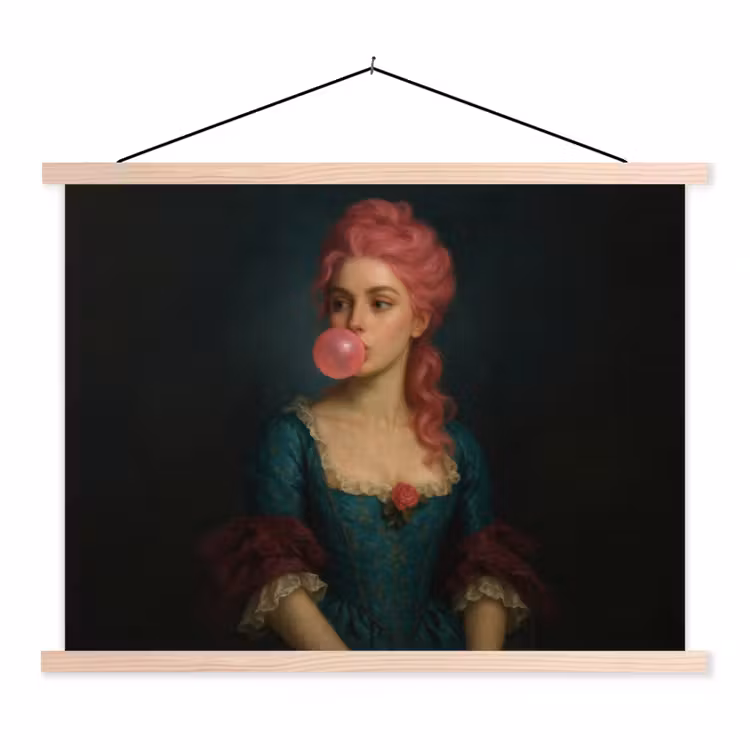 Schoolplaat - Vrouw - Portret - Kauwgombel — 1