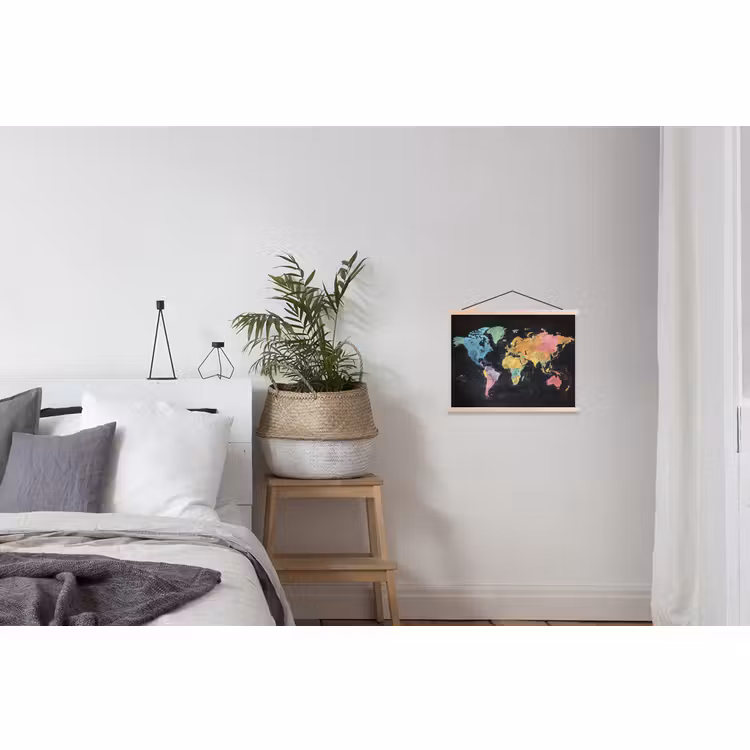 Schoolplaat - Wereldkaart - Krijtstrepen - Regenboog — 2