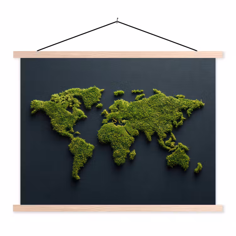 Schoolplaat - Wereldkaart - Mos -Levendig effect — 1