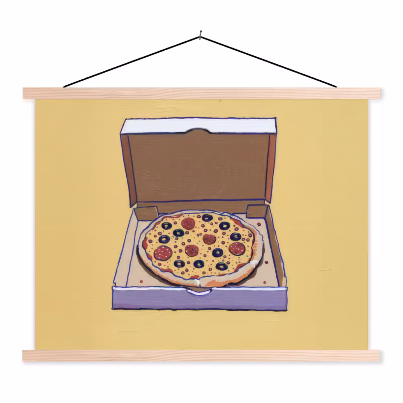 Schoolplaat - Pizza - Doos - Salami - Illustratie — 1