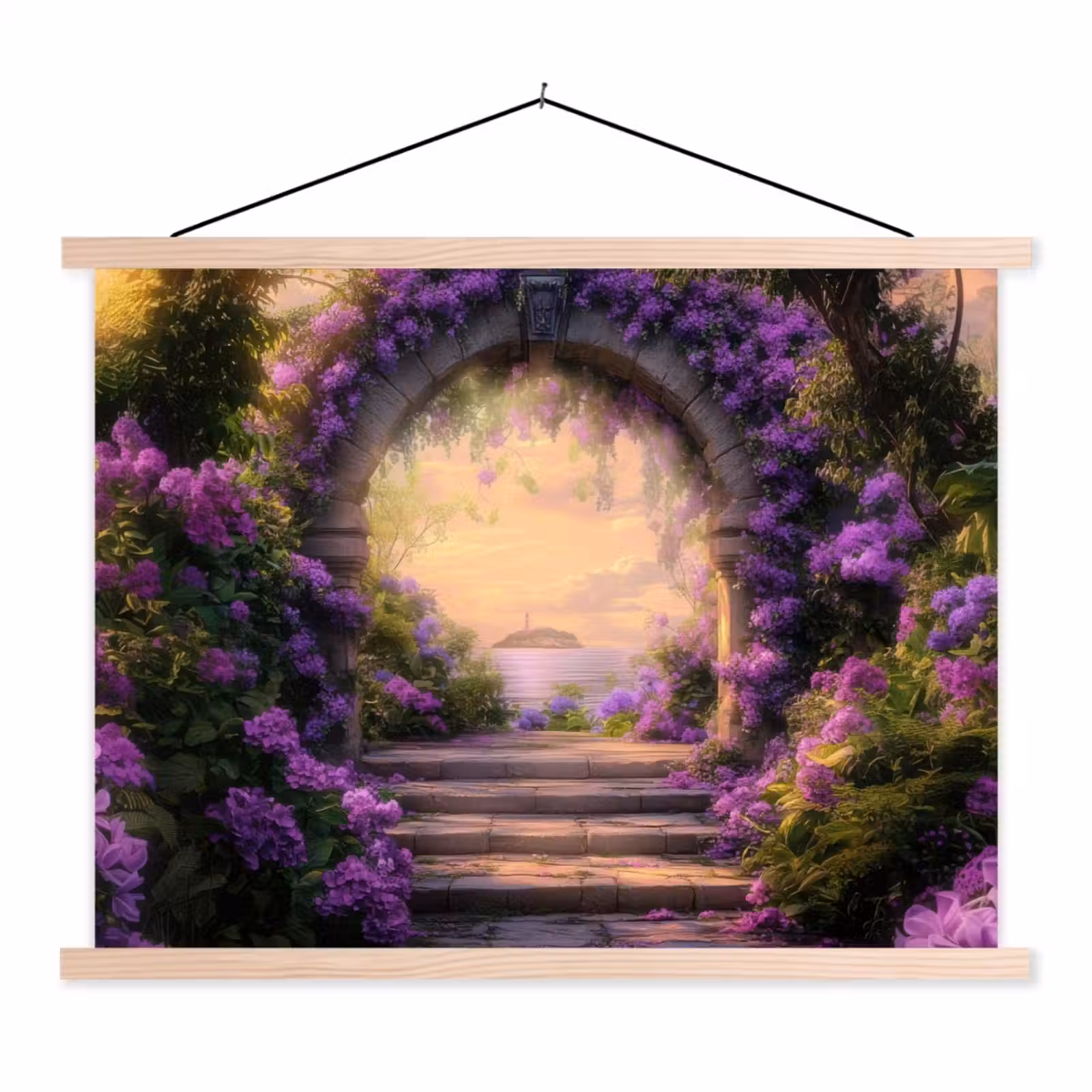 Schoolplaat - Poort - Paars - Bloemen — 1