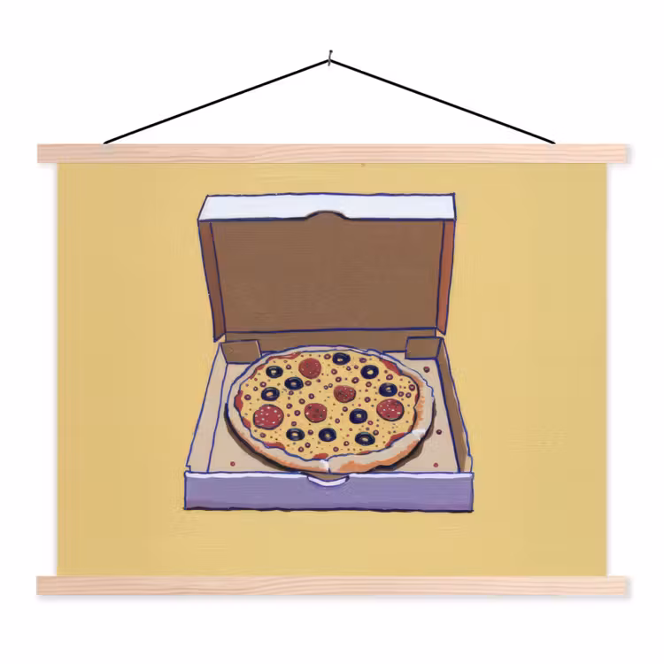 Schoolplaat - Pizza - Doos - Salami - Illustratie — 1