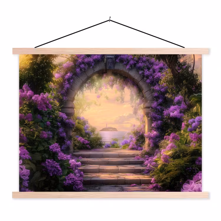 Schoolplaat - Poort - Paars - Bloemen — 1