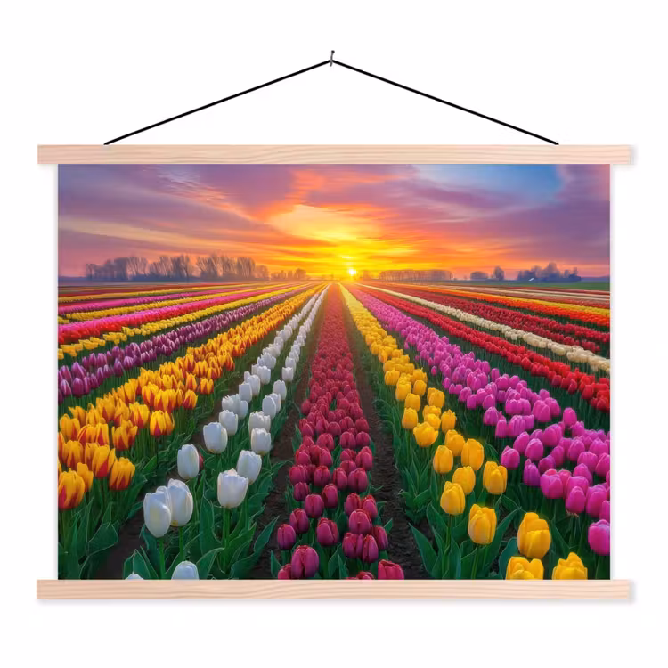 Schoolplaat - Tulpenveld - Zonsondergang - Kleurrijk — 1