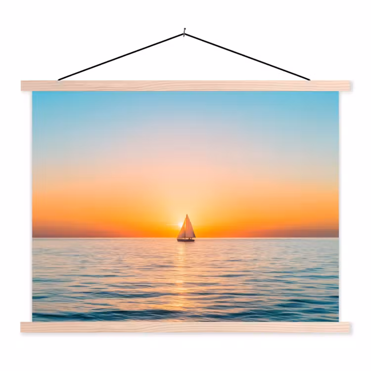 Schoolplaat - Zee - Zeilboot - Zonsondergang — 1