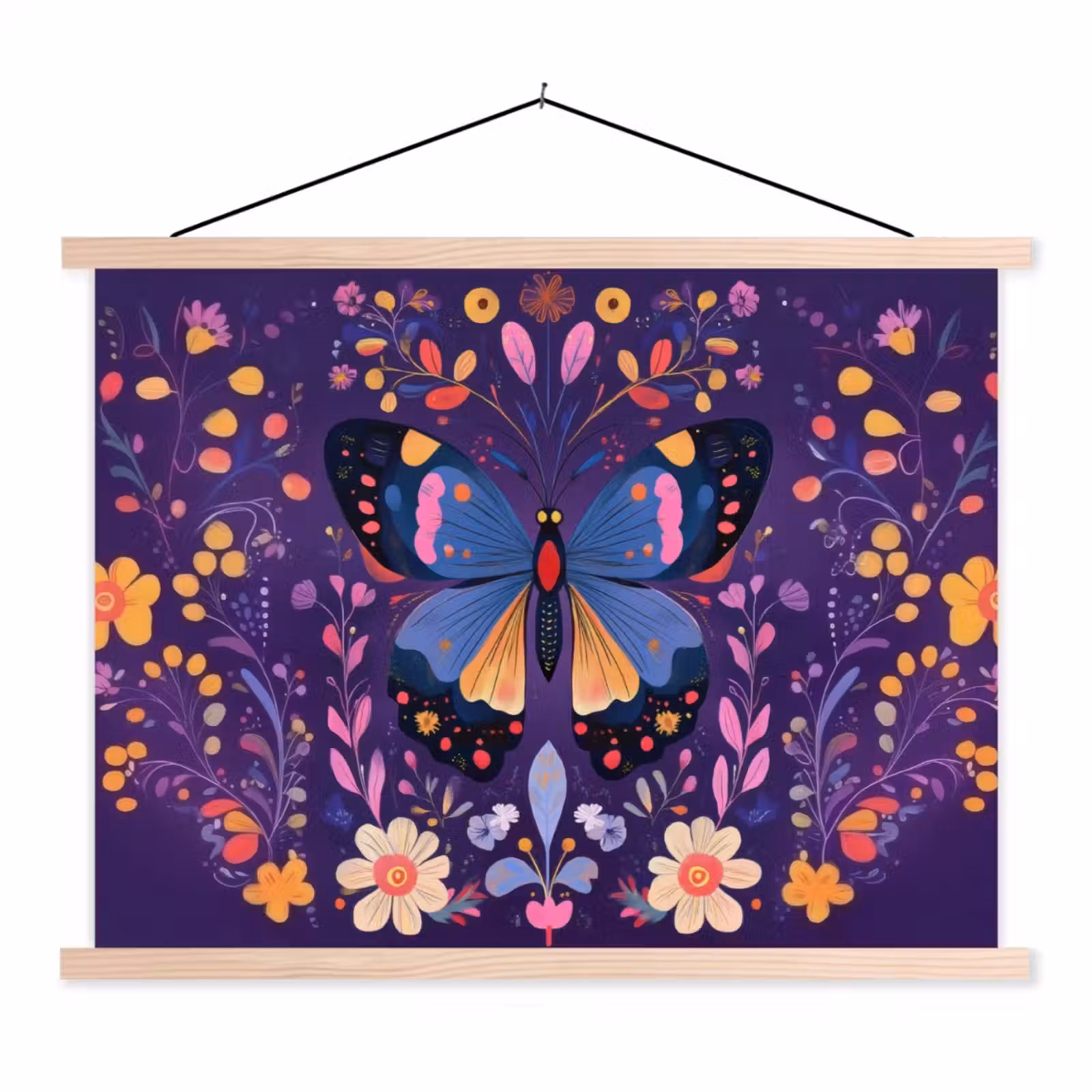 Schoolplaat - Sierlijk - Bloemen - Vlinder - Paars — 1