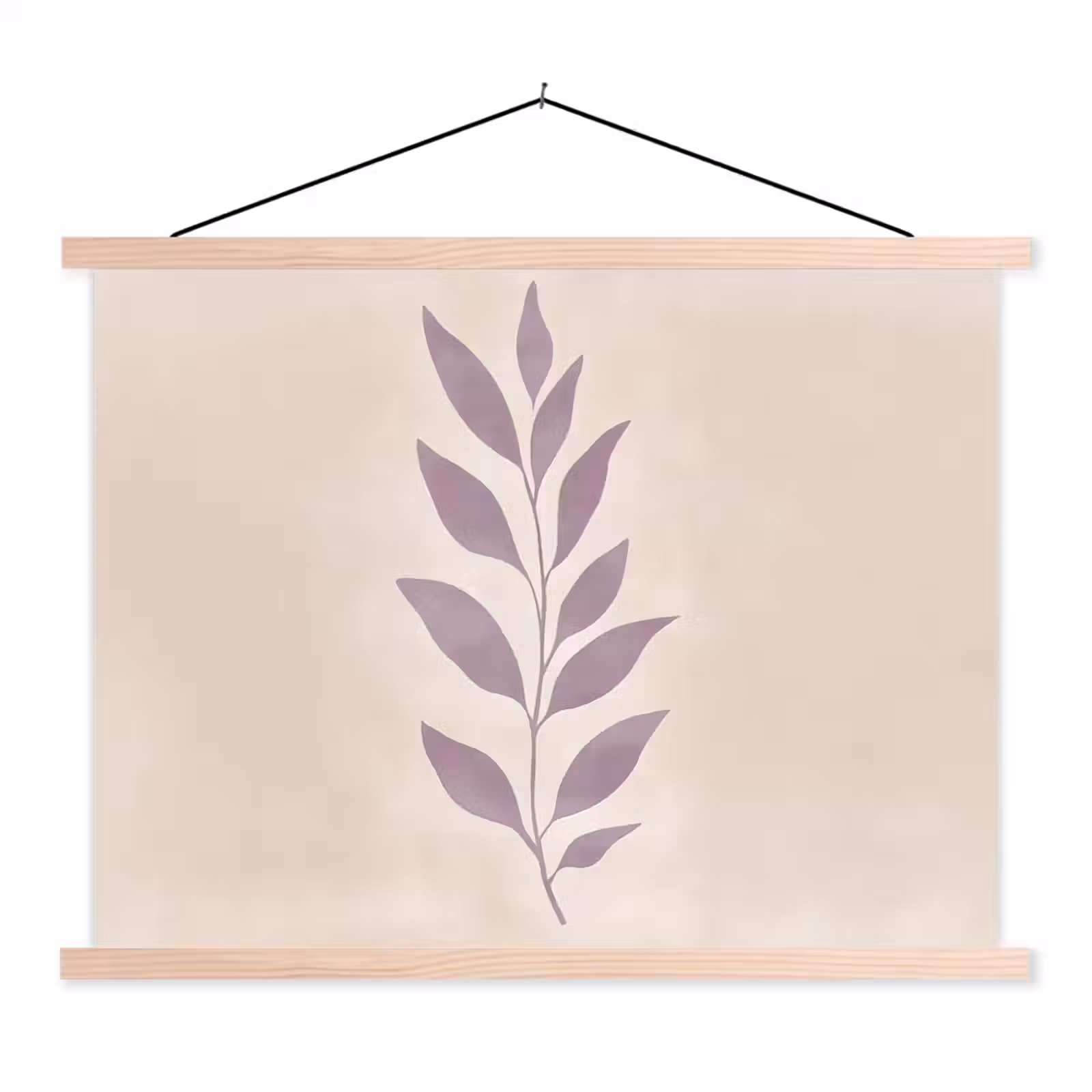 Schoolplaat - Tak - Bladeren - Minimalistisch - Beige — 1