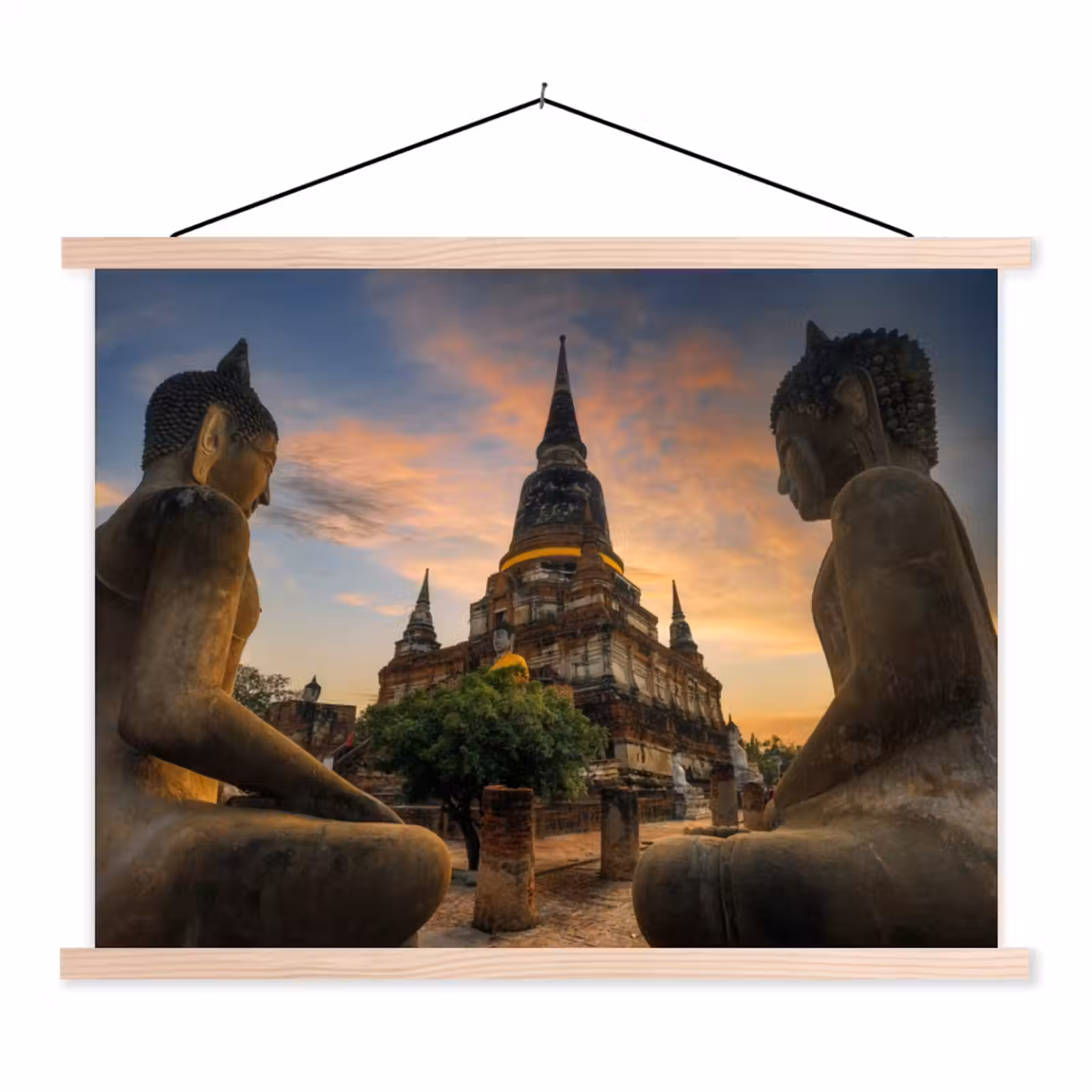 Schoolplaat - Tempel - Zonsondergang - Boeddha beelden - Buddha — 1