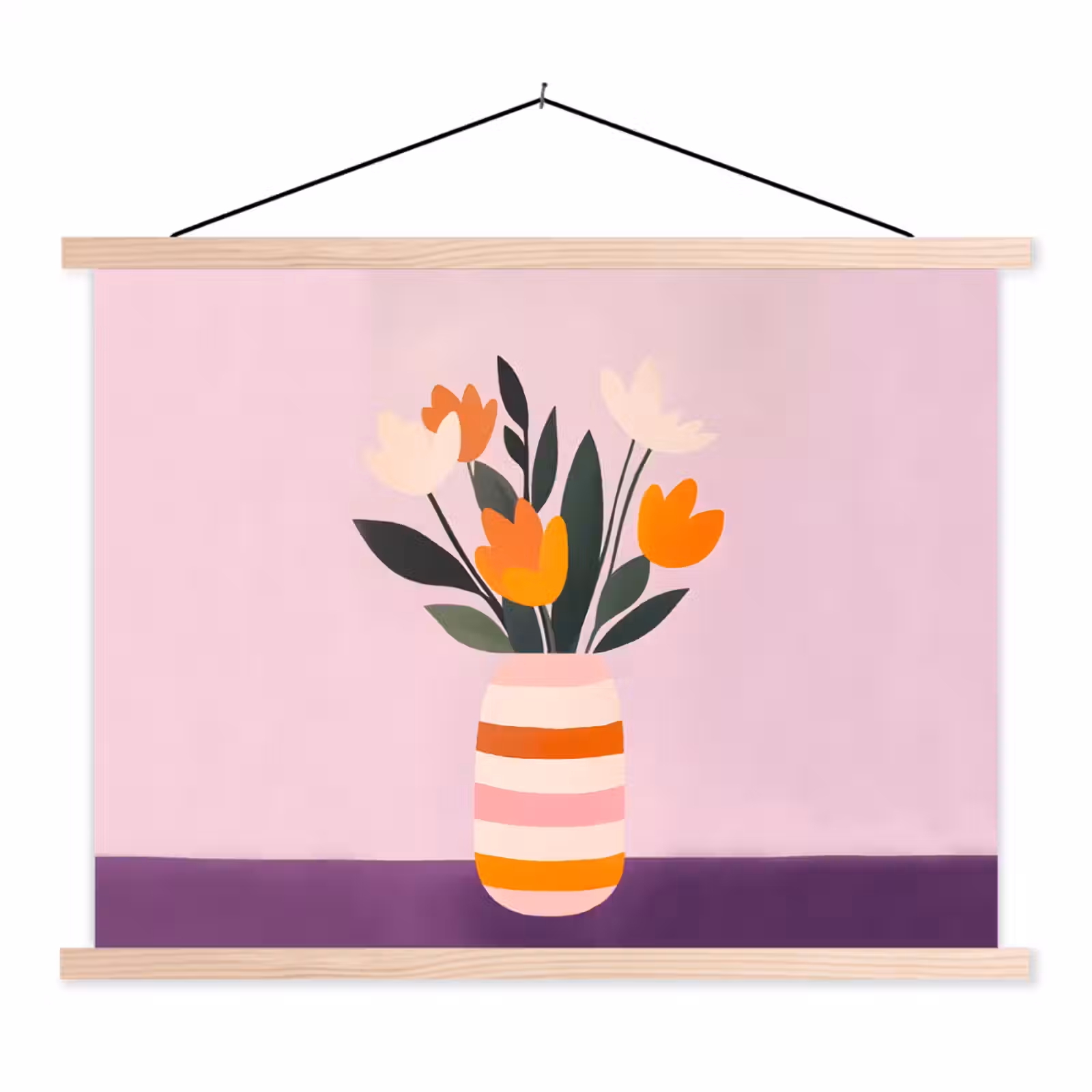Schoolplaat - Tulpen - Vaas - Strepen - Paars — 1