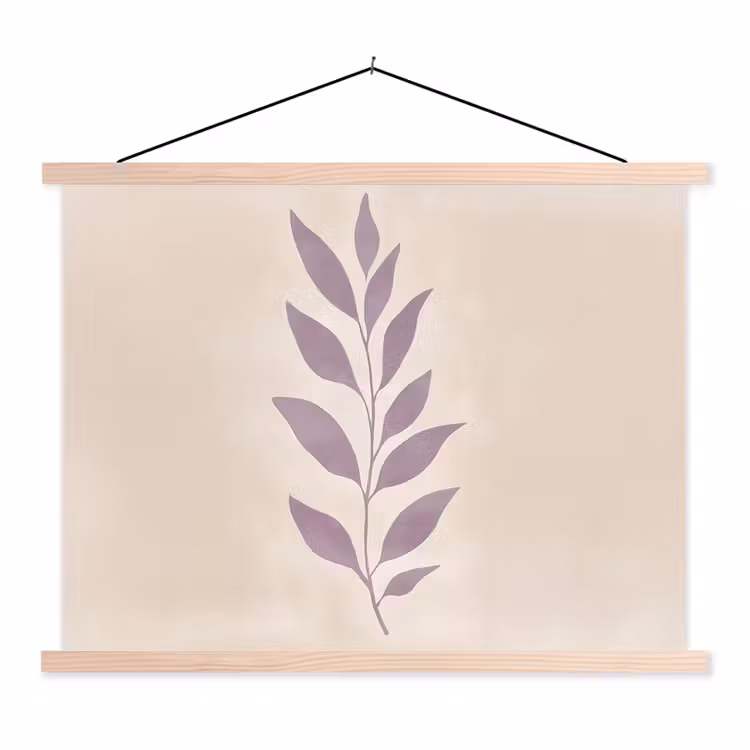 Schoolplaat - Tak - Bladeren - Minimalistisch - Beige — 1